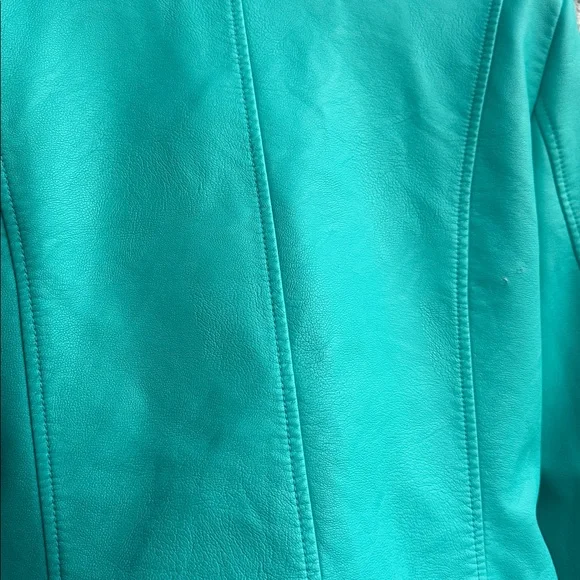 Levi's Moto Turquoise Leather Jacket-size Small, used once with a tag - Picture 8 of 16